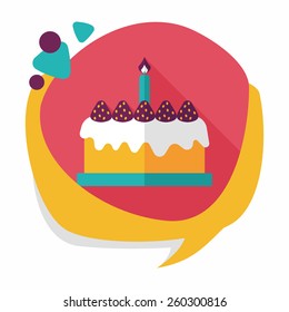 birthday cake flat icon with long shadow,eps10