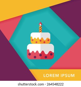 birthday cake flat icon with long shadow,eps10