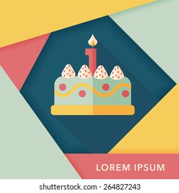 birthday cake flat icon with long shadow,eps10