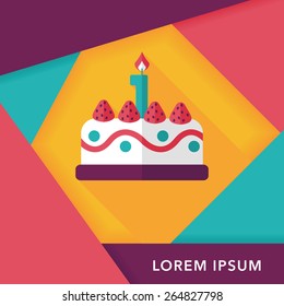 birthday cake flat icon with long shadow,eps10