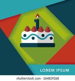 birthday cake flat icon with long shadow,eps10