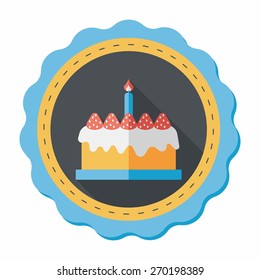 birthday cake flat icon with long shadow,eps10