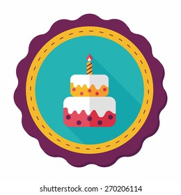 birthday cake flat icon with long shadow,eps10
