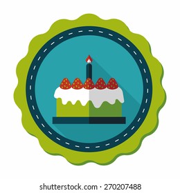 birthday cake flat icon with long shadow,eps10