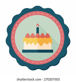 birthday cake flat icon with long shadow,eps10