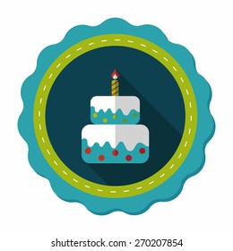 birthday cake flat icon with long shadow,eps10