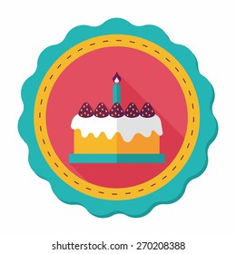 birthday cake flat icon with long shadow,eps10