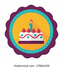 birthday cake flat icon with long shadow,eps10