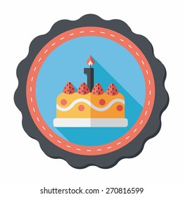 birthday cake flat icon with long shadow,eps10