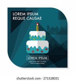birthday cake flat icon with long shadow,eps10