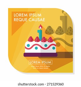 birthday cake flat icon with long shadow,eps10