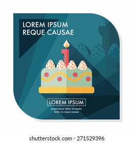 birthday cake flat icon with long shadow,eps10