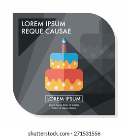 birthday cake flat icon with long shadow,eps10