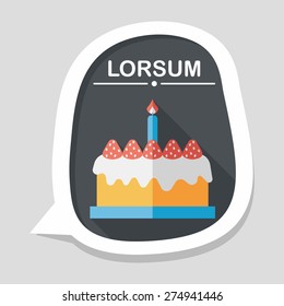 birthday cake flat icon with long shadow,eps10