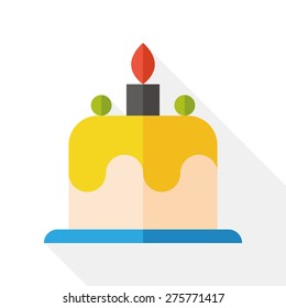 birthday cake flat icon with long shadow
