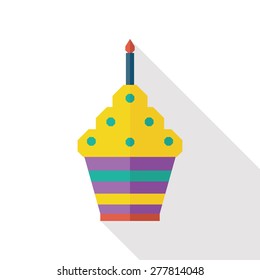 birthday cake flat icon with long shadow