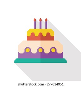 birthday cake flat icon with long shadow