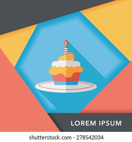 birthday cake flat icon with long shadow,eps10