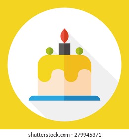 birthday cake flat icon with long shadow
