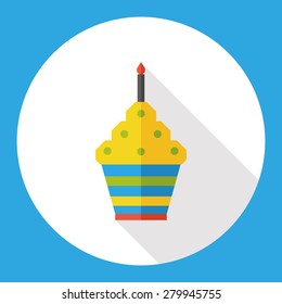 birthday cake flat icon with long shadow
