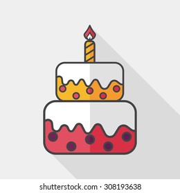 birthday cake flat icon with long shadow,eps10