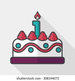 birthday cake flat icon with long shadow,eps10