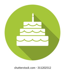 birthday cake flat icon with long shadow