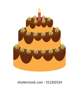 birthday cake flat icon with long shadow