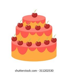 birthday cake flat icon with long shadow
