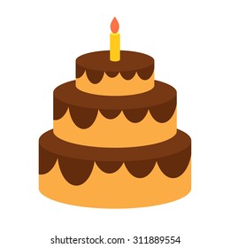birthday cake flat icon with long shadow