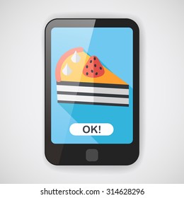birthday cake flat icon with long shadow, eps10