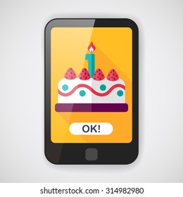 birthday cake flat icon with long shadow,eps10