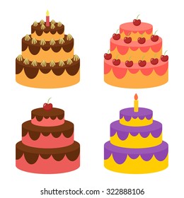 birthday cake flat icon with long shadow