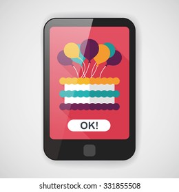 birthday cake flat icon with long shadow,eps10