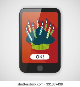 birthday cake flat icon with long shadow,eps10
