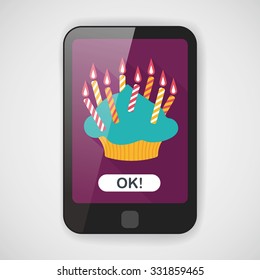 birthday cake flat icon with long shadow,eps10
