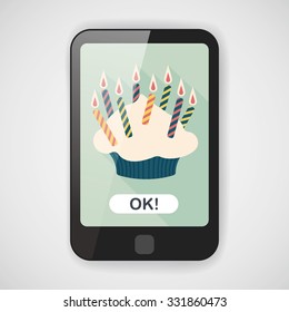 birthday cake flat icon with long shadow,eps10