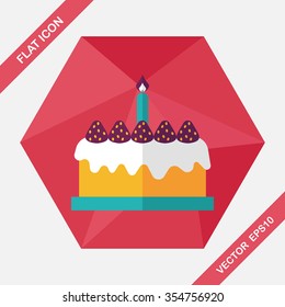 birthday cake flat icon with long shadow,eps10