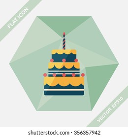 birthday cake flat icon with long shadow,eps10