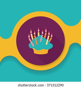birthday cake flat icon with long shadow,eps10