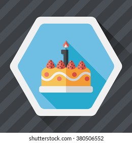 birthday cake flat icon with long shadow,eps10