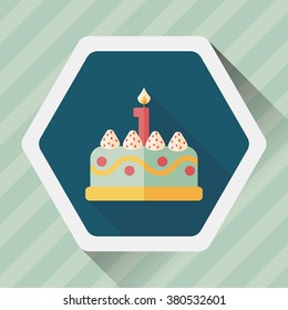birthday cake flat icon with long shadow,eps10