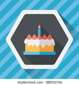 birthday cake flat icon with long shadow,eps10