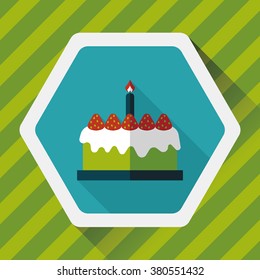 birthday cake flat icon with long shadow,eps10