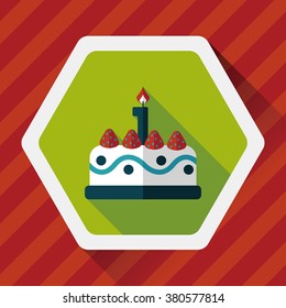 birthday cake flat icon with long shadow,eps10