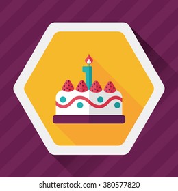 birthday cake flat icon with long shadow,eps10