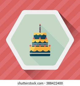 birthday cake flat icon with long shadow,eps10