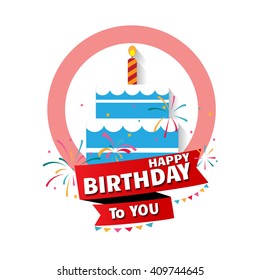 Birthday cake flat icon with long shadow - Happy Birthday