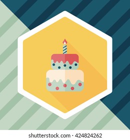 birthday cake flat icon with long shadow,eps10