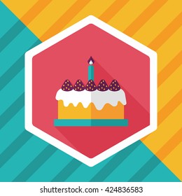 birthday cake flat icon with long shadow,eps10